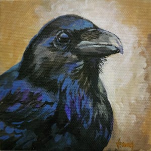 Dijo el Cuervo - Mini pintura/imán del cuervo