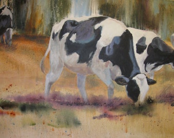 The Girls 3- Holstein Cow Digital Reproduction Print of Original Artwork by Jonnie J. Baldwin