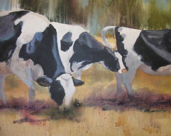 The Girls 2- Holstein Cow Digital Reproduction Print of Original Artwork by Jonnie J. Baldwin