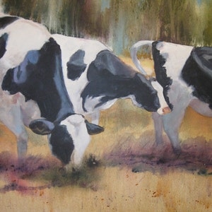 The Girls 3-  Holstein Cow Digital Reproduction Print of Original Artwork by Jonnie J. Baldwin