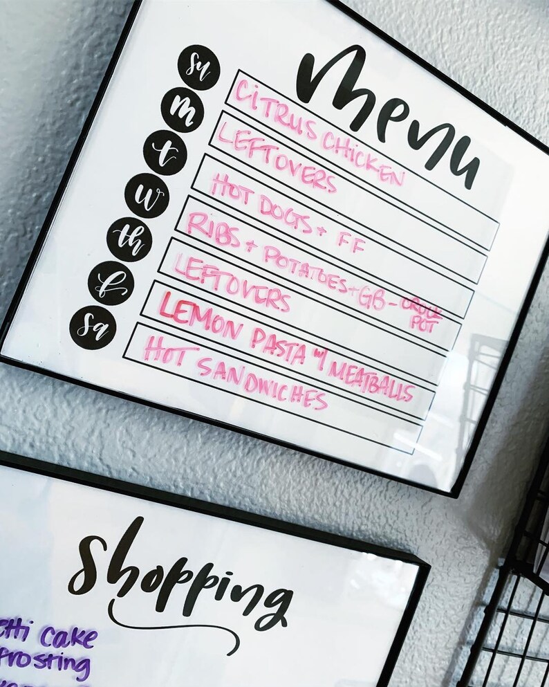 Menu & Shopping List LARGE Printable Digital Print Printable Artwork