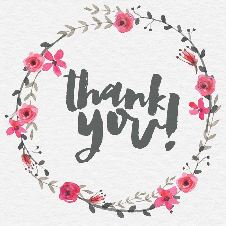 Watercolor Thank You Modern Calligraphy Hand | Etsy