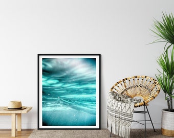 Blue Abstract Photo Print, Great Barrier Reef, Underwater Photography, Beach Decor