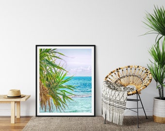 Pandanus Palm Tree Print, Barrier Reef Coastal Photo