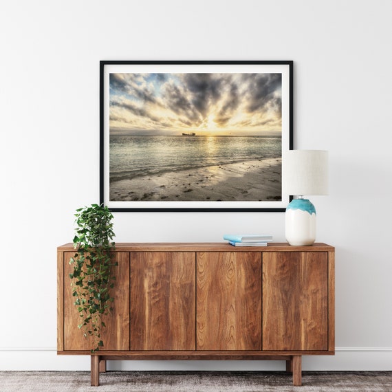 Golden Sunset Photo Print, Heron Island, Great Barrier Reef, Beach House Decor