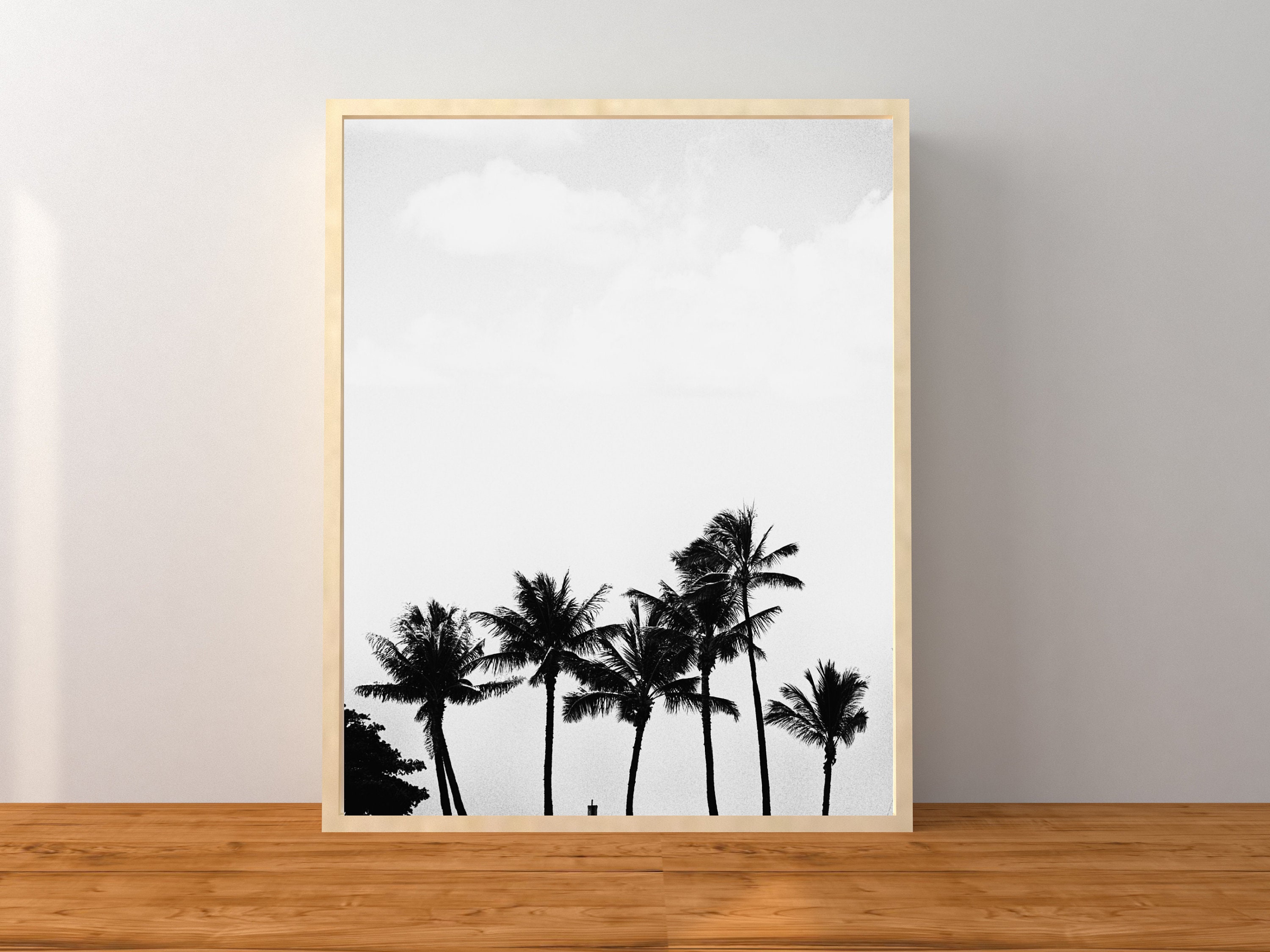 Black and White Palm Photo Print Hawaii Wall Art Silhouette | Etsy