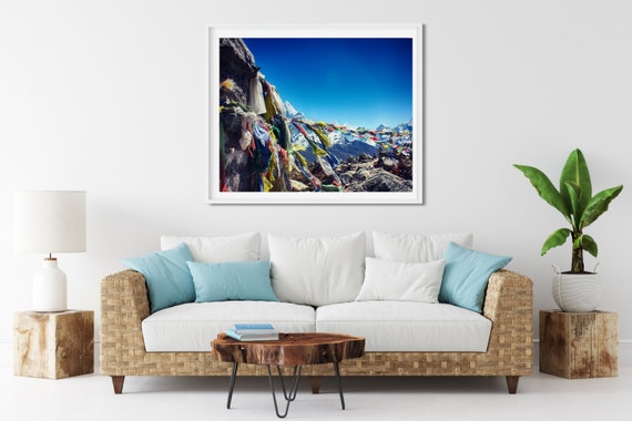 Prayer Flags Photo Print, Himalayas, Nepal, Mountain Wall Art