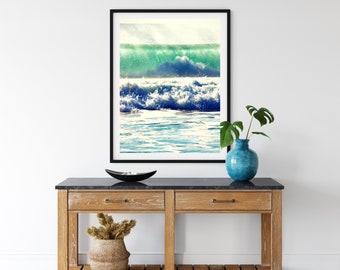 Ocean Wave Photo Print, Sunshine Coast, Queensland, Tropical Art