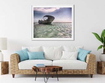 Shipwreck Photo Print, Heron Island, Great Barrier Reef, Nautical Decor