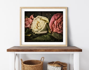 Vintage Inspired Rose Photo Print, Regencycore, Floral Wall Art, Fine Art Photography
