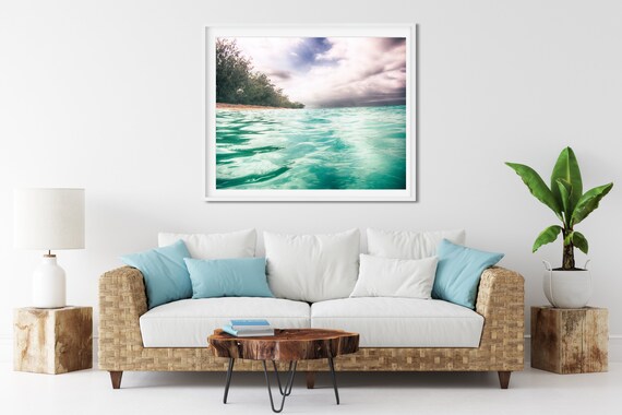 Aqua Ocean Photo Print, Heron Island, Great Barrier Reef, Beach Themed Decor