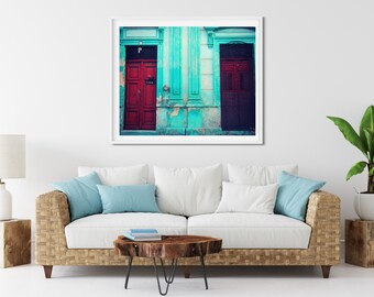 Aqua Door Photo Print, Merida Mexico, Mexican Art, Pastel Decor