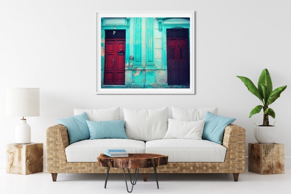 Aqua Door Photo Print, Merida Mexico, Mexican Art, Pastel Decor