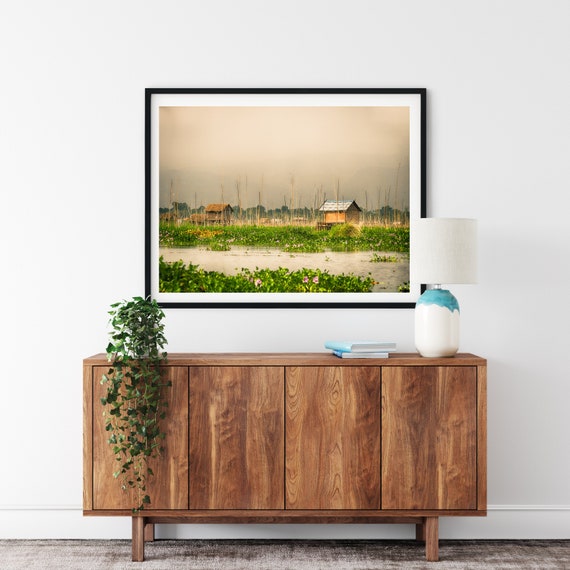 Water Village Photo Print, Inle Lake, Myanmar, Lake Wall Art