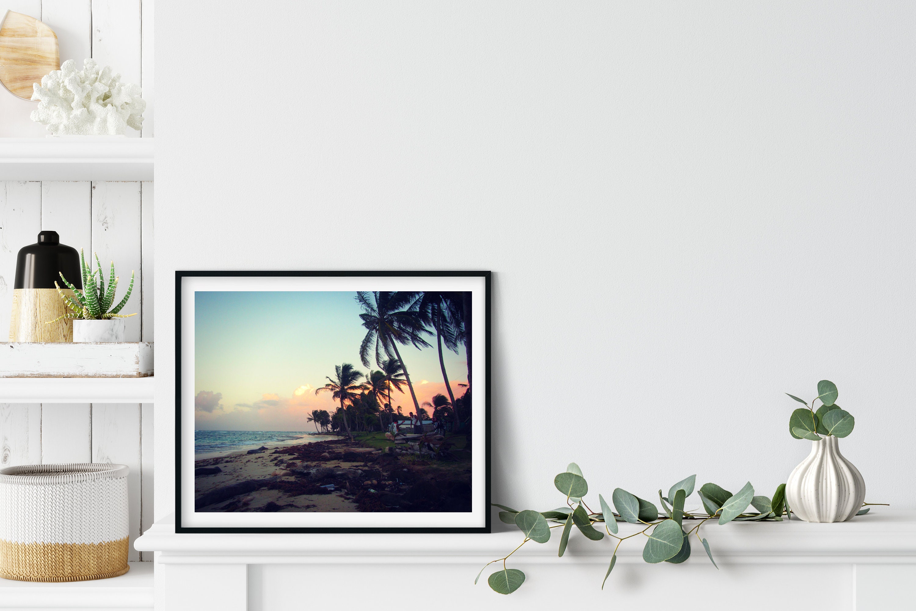 Palm Tree Photo Print, Corn Island, Nicaragua, Sunset Wall Art