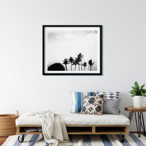 Black And White Palm Photo Print, Honolulu, Hawaii, Minimalist Decor image 1