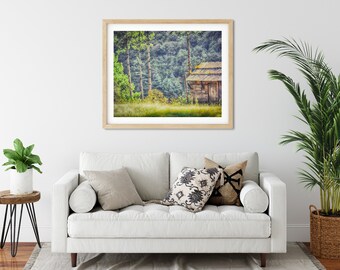 Farm Cottage Photo Print, Himalayas, Nepal, Rustic Country Home Decor