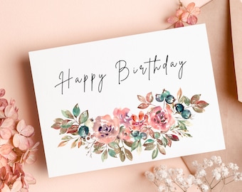 Flower Birthday Card PDF | Happy Birthday Cards Printable