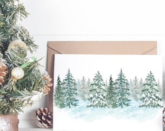 Printable Christmas Tree Watercolor Card | Christmas Tree Card | Printable Christmas Cards | Holiday Card Print | Printable Christmas Card