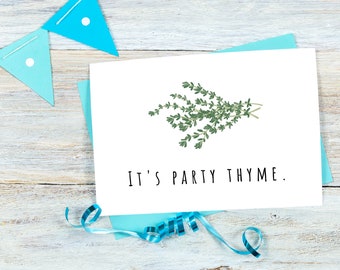 Party Thyme Card | Its Party Time Birthday Card Printable | Download birthday card | Downloadable Birthday Card | Birthday Card PDF