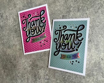 Juego de 2 tarjetas de agradecimiento hechas a mano