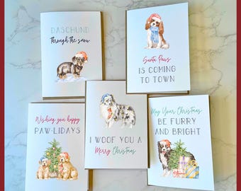 Dog Christmas Card | Christmas Card Dogs | Holiday Cards Dog | Santa Paws | Merry Woofmas | Golden Retriever Christmas | Daschund Christmas