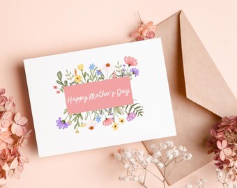 Printable Mothers Day Card | Mothers Day Card Floral | Floral Mothers Day Card | Mothers Day Card for Grandma | Mothers Day Card for Mom