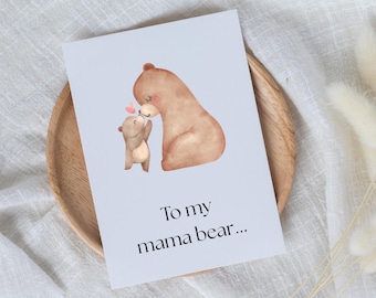 Printable Mama Bear Card | Mothers Day Card From Child | Card for Mom From Baby | Card for Mommy From Toddler | Printable Mothers Day Card