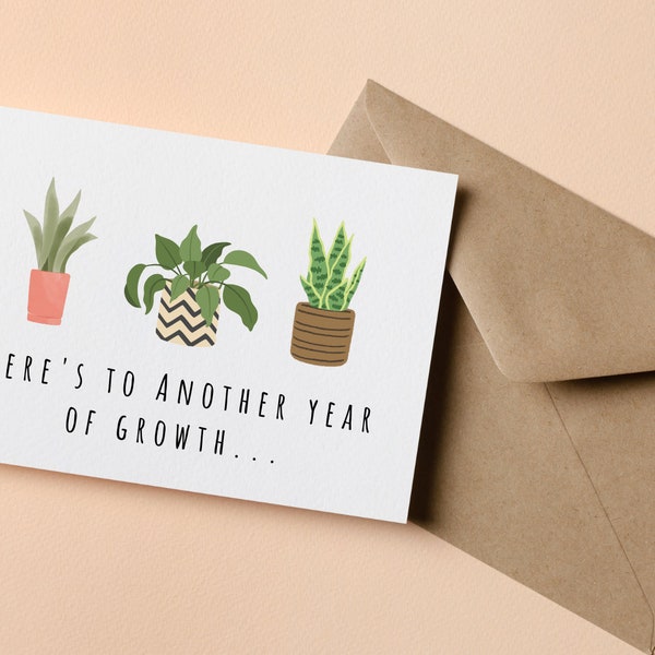 Plant Birthday Card Printable | Printable Birthday Cards | Plant Mom Card | Pun Birthday Card Digital | Print at Home Birthday Card