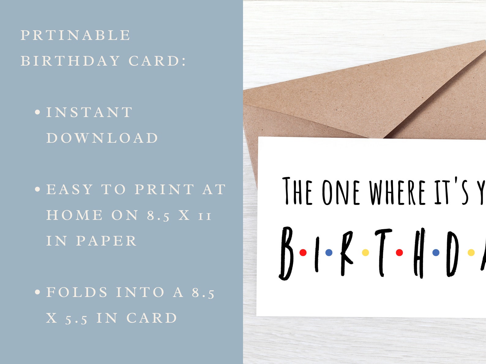 Friends Birthday Card Printable Birthday Card Printable - Etsy