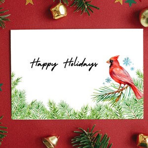 Cartes de vœux imprimables de Joyeuses Fêtes | Carte de Noël Robin à imprimer | Carte de Noël imprimable | Couronne de Noël | Carte de Noël imprimable