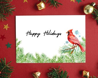 Happy Holiday Cards Printable | Robin Christmas Card Printable | Printable Christmas Card | Christmas Wreath Card | Printable Christmas Card