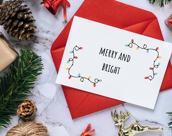 Merry and Bright Card | Printable Christmas Cards | Printable Christmas Card | Christmas Card Printable | Merry and Bright Christmas Card