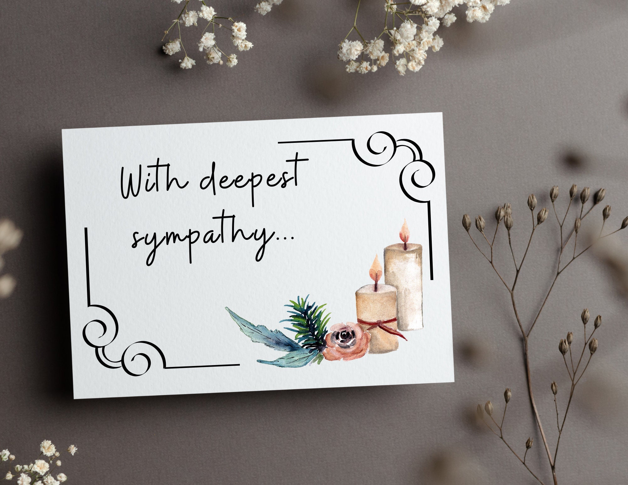 Printable Condolence Card | With Deepest Sympathy Card Download - Etsy