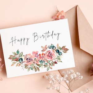 Flower Birthday Card Printable | Printable Card Birthday | Floral Cards | Happy Birthday Card Printable | Happy Birthday Card for Mom