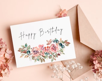 Flower Birthday Card Printable | Happy Birthday Cards for Mom