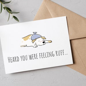 Carte imprimable Get Well Soon | Le chien guérit bientôt la carte | Get Well Card drôle | Get Well Card imprimable | Se sentir mieux cartes | Bon rétablissement