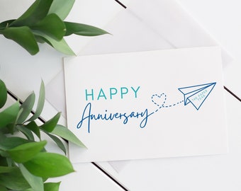 1ère carte d'anniversaire de mariage imprimable | Carte d'anniversaire en papier | Anniversaire de carte imprimable | Carte d'anniversaire imprimable pour mari