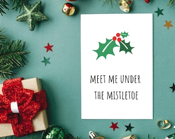 Meet Me Under the Mistletoe Printable Card | Mistletoe Card | Printable Christmas Card | Holiday Card Printable | Printable Christmas Cards