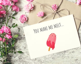 You Make Me Melt Valentine | Printable Valentines Day Card Funny | Printable Card Valentines | Printable Pun Valentines | Cactus Valentine