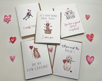 Dog Valentines Cards | Dog Valentine Cards | Dog Valentines Cards Set | Dog Puns | Dog Pun Valentines | Funny Valentine Card | Dog Cards