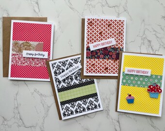 Handmade Birthday Cards Set of 3, 5, 10, 15, 20; Pack of Cards for Bday