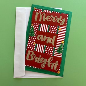 Homemade Christmas Cards | Christmas Cards Homemade | Homemade Holiday Cards | Christmas Card Handmade Merry and Bright Card