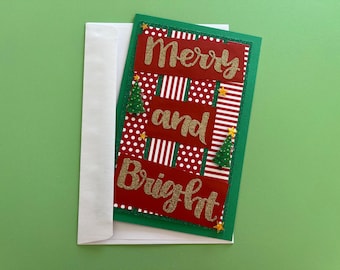 Homemade Christmas Cards | Christmas Cards Homemade | Homemade Holiday Cards | Christmas Card Handmade Merry and Bright Card