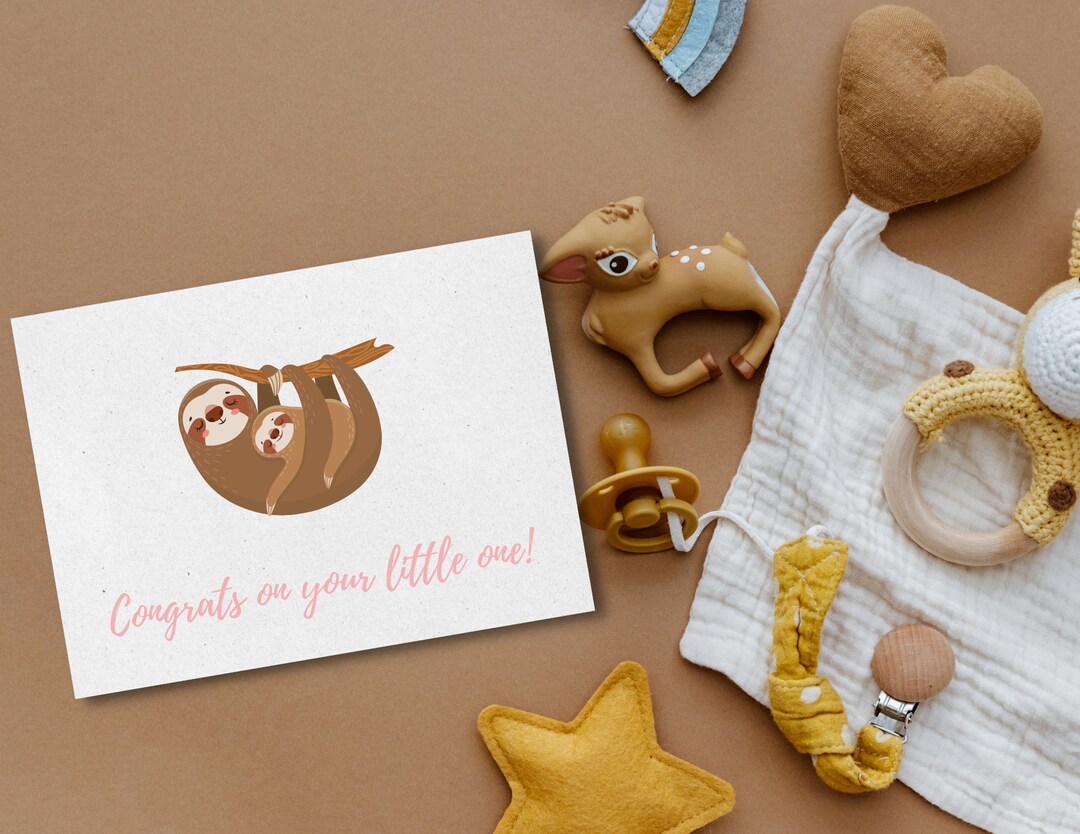 Congratulations Baby Shower Card Printable Sloth