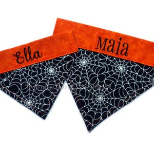 Glow in the Dark Halloween Pet Bandana: Personalized Spider Web Over The Collar Dog Scarf