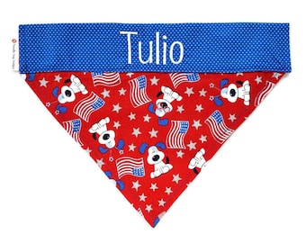 Personalized Patriotic Dog Bandana: 4th of July Pet Collar Scarf