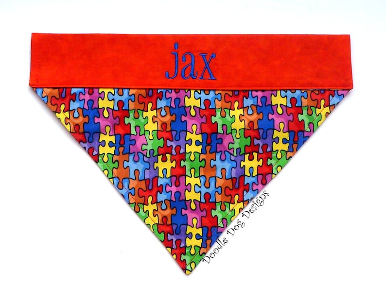 Personalized Autism Awareness Bandana Puzzle Dog Collar Etsy