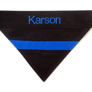 Thin Blue Line K9 Bandana: Embroidered Law Enforcement Dog Scarf