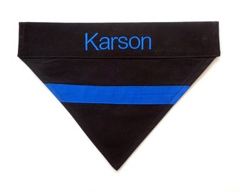 Thin Blue Line K9 Bandana, Over the Collar Law Enforcement Bandana, Police Dog Scarf, "Thin Blue Line"